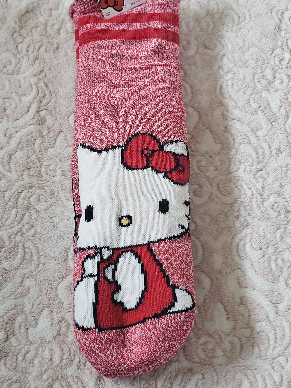 Hello Kitty Red and White Fuzzy Slipper Socks